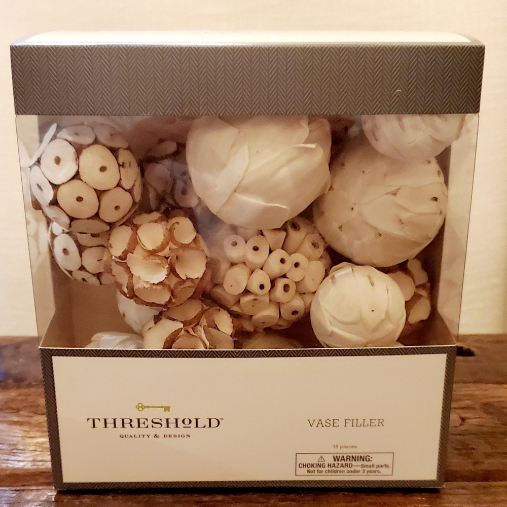 Threshold Cream and Brown Decorative Vase Filler, 4 Box Set
